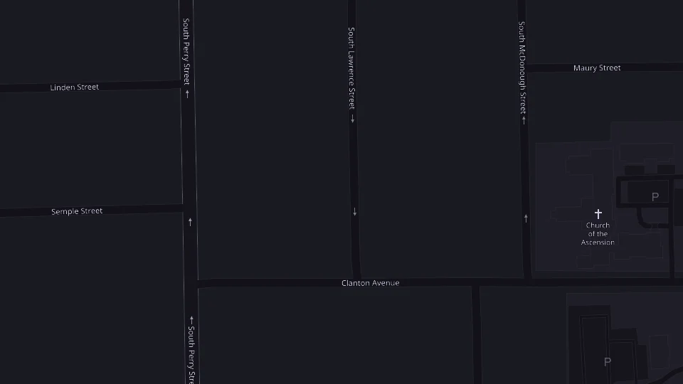 Street map of the Garden District around 1286 S Lawrence St